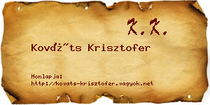 Kováts Krisztofer névjegykártya